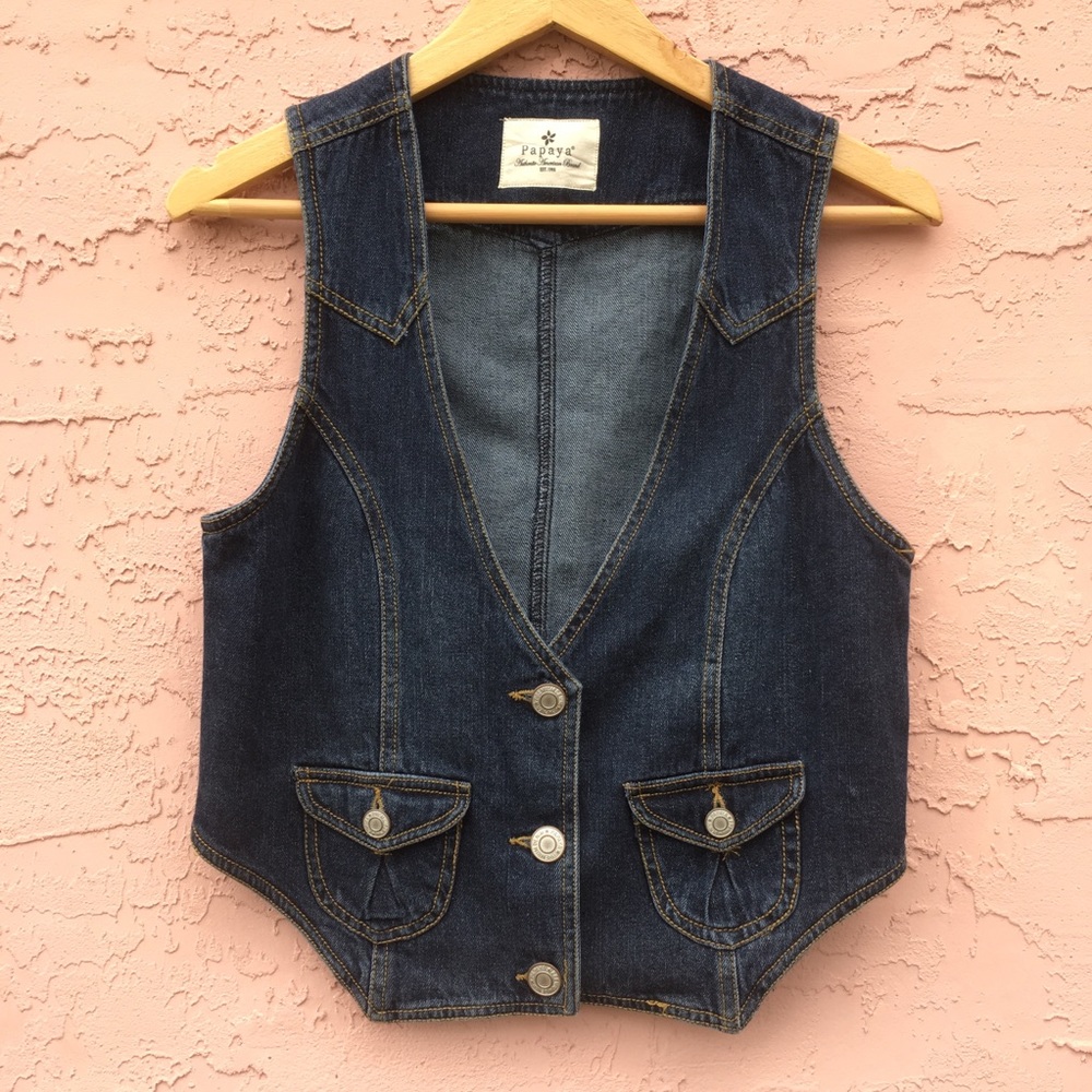 Papaya Denim Vest Womens Size Large